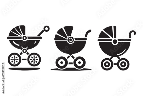 Baby carriage silhouette illustration