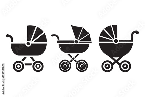 Baby carriage silhouette illustration