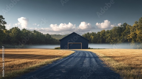 3D Render Mockup Navy Garage. Generative AI photo