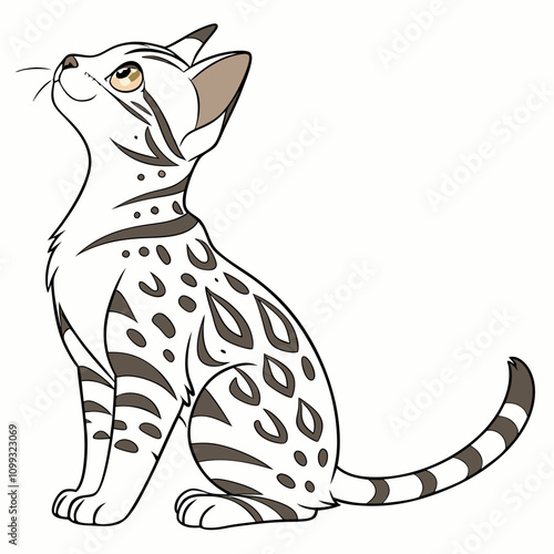 Beautiful Bengal Cat vector illustration, ideal for designs, prints, and digital projects.