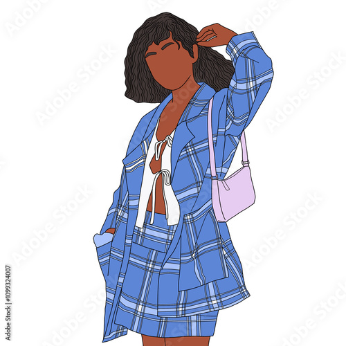 Fotografie Girl with blue outfit 1