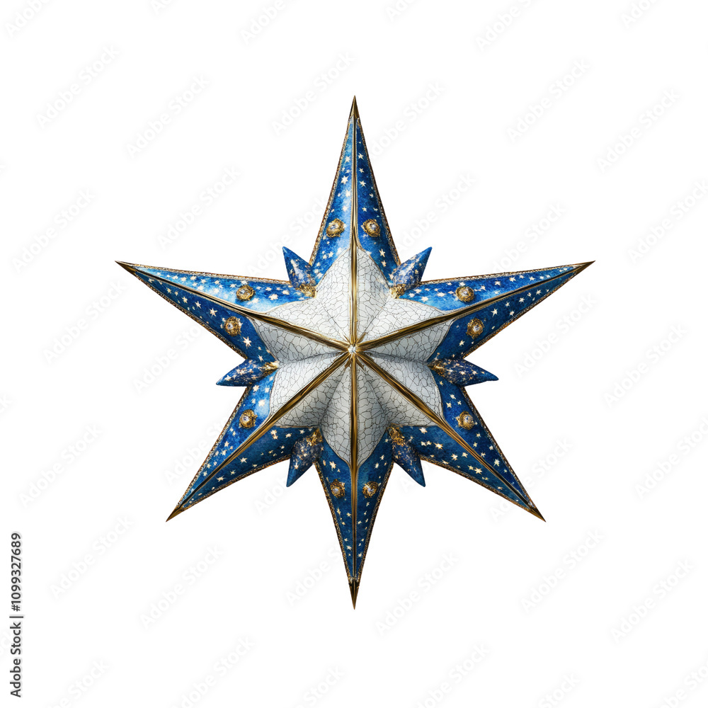 Fototapeta premium Celestial Blue and White Porcelain Star Ornament