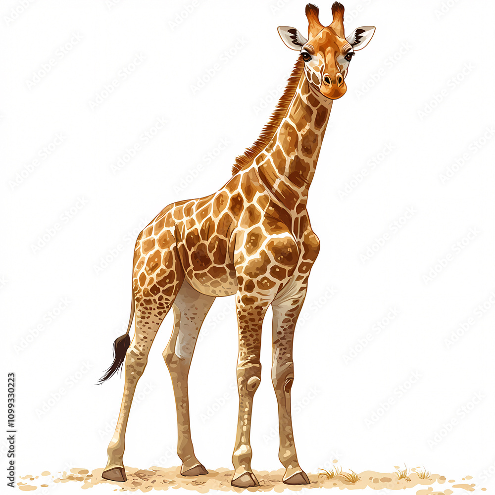Fototapeta premium Explore the unique feeding habits of giraffes in their natural habitat. On white background