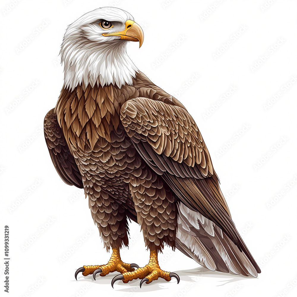 Obraz premium Captivating eagle showcases strength and beauty in its natural habitat. On white background