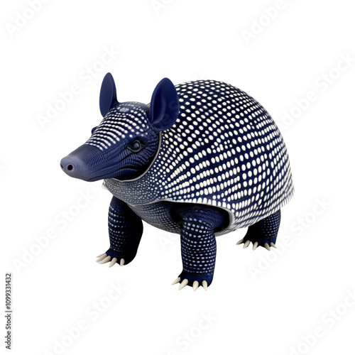 Nine-banded Armadillo Figurine - Blue and White Porcelain photo