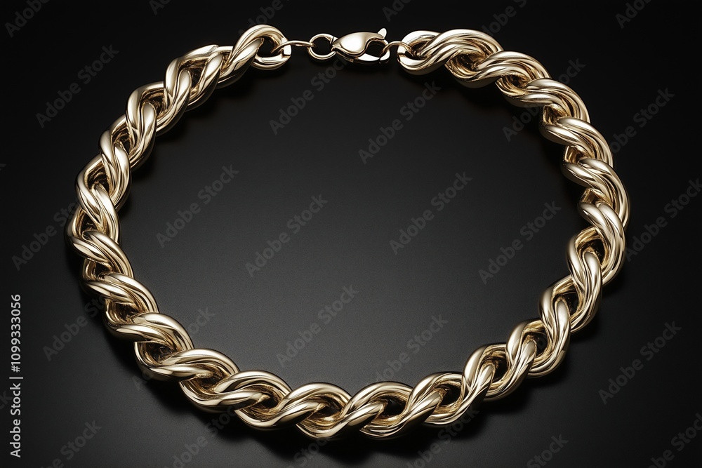 Obraz premium Gold chain bracelet on black background