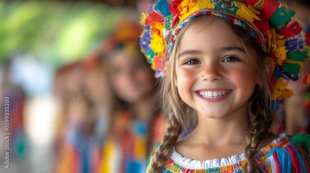 Fototapeta premium A bright and clear image, 8k high definition children participating in a multicultural fair, enjoying games and activities from different countries 