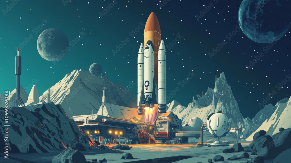 Obraz premium Illustration for space exploration technologies