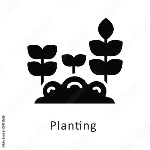 Planting Vector Filled Outline Icon. Eps 10 file