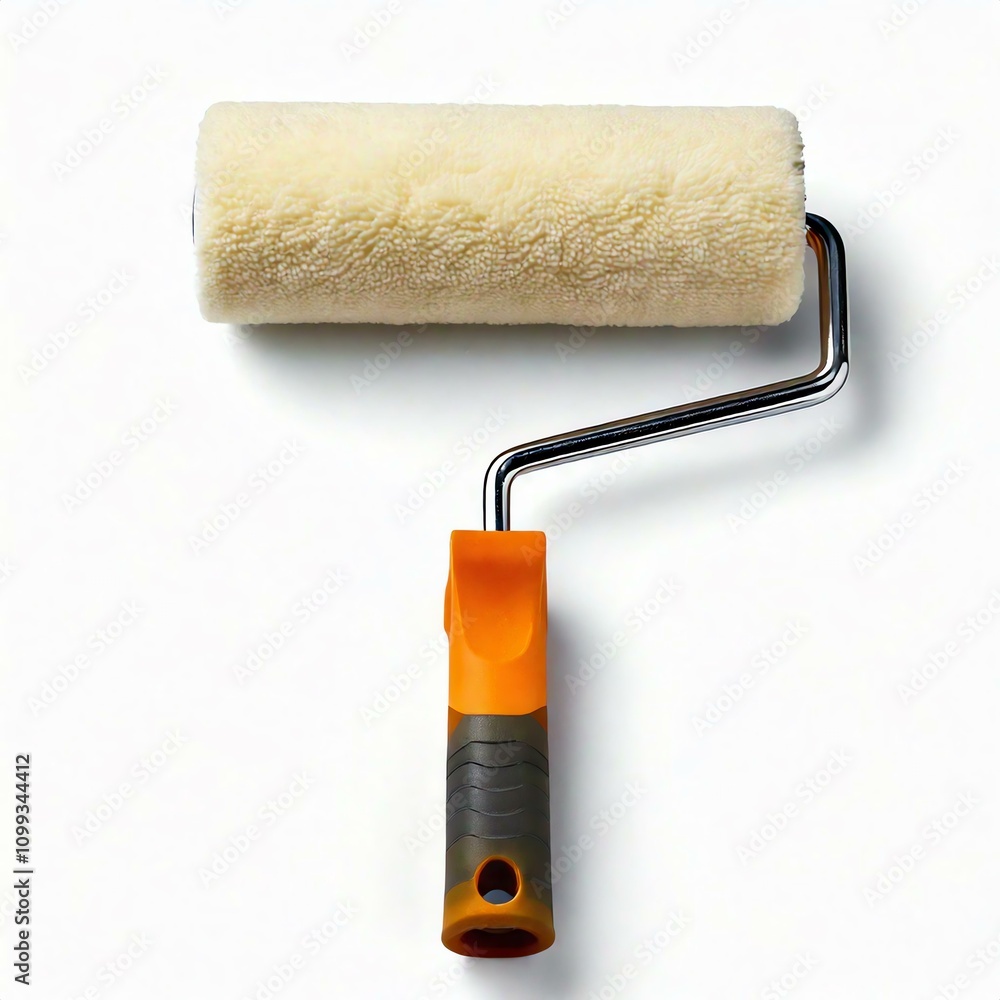Fototapeta premium Paint roller ready for a fresh coat of paint in a home improvement project.