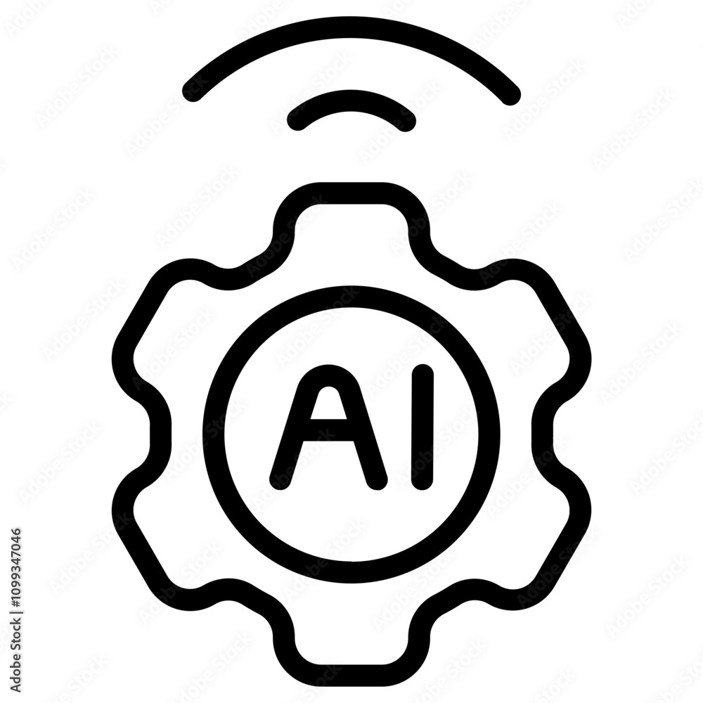 Obraz premium AI voice setting Line Icon