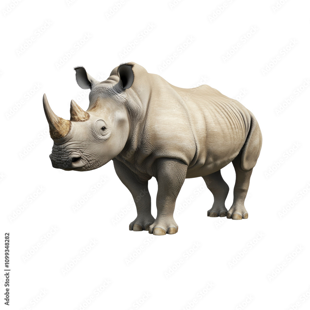 Fototapeta premium Majestic White Rhinoceros - 3D Rendered Wildlife Image