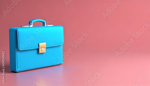 A vibrant blue briefcase rests against a soft pink backdrop, showcasing a modern design that combines functionality and style. photo