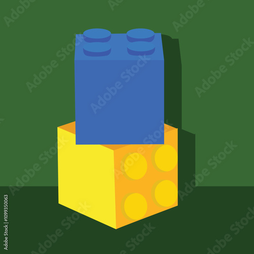 Plastic toy bricks block background.