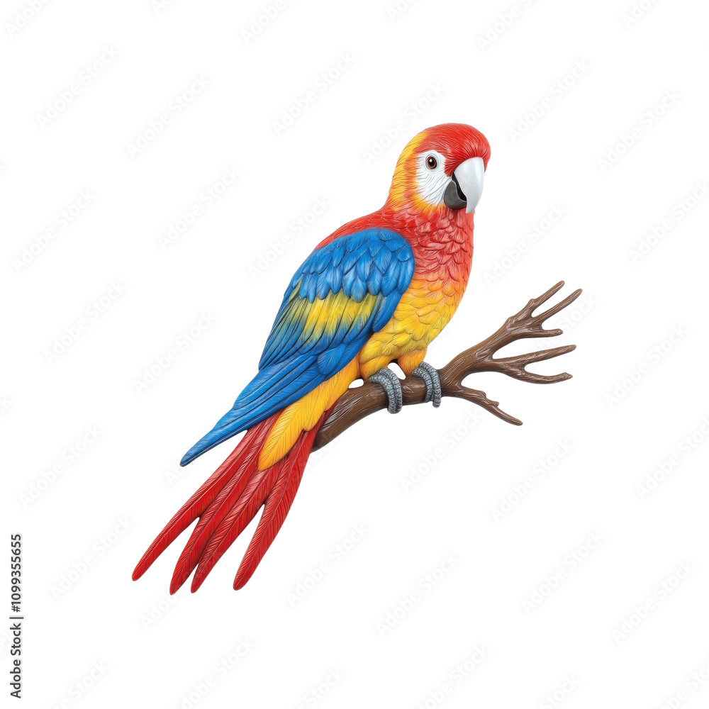 Obraz premium Vibrant Red, Blue, and Yellow Macaw Parrot Perched on a Branch