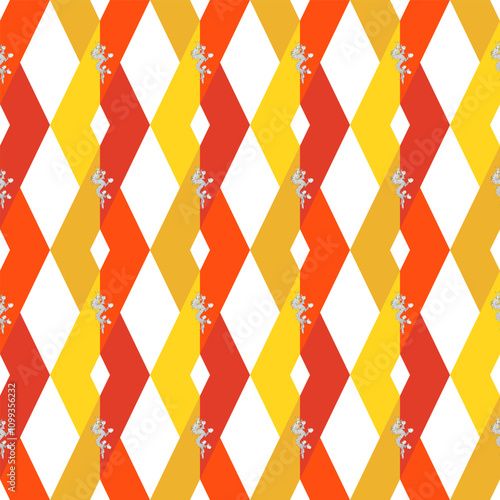 bhutan flag rhombus pattern background. vector illustration