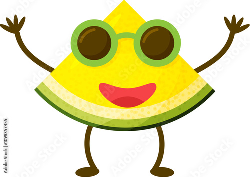 Watermelon cartoon character isolated on white background. Healthy food funny mascot illustration in flat design.