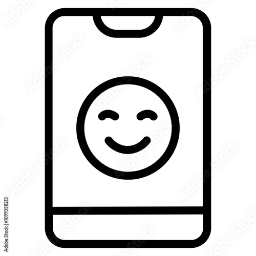 Happy in online Line Icon