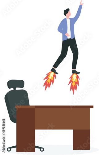 Boost your career development, Getting fast promotion job, career growth, reach higher position in short time, quick self development concept, Businessman jump from small chair to larger chair metapho