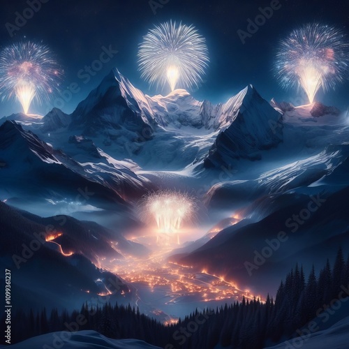 Mountain Majesty Snow capped peaks host a silent night where ava photo