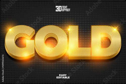 Editable text effect gold text style
