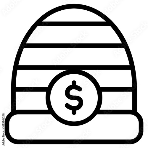 Rapper beanie hat Line Icon