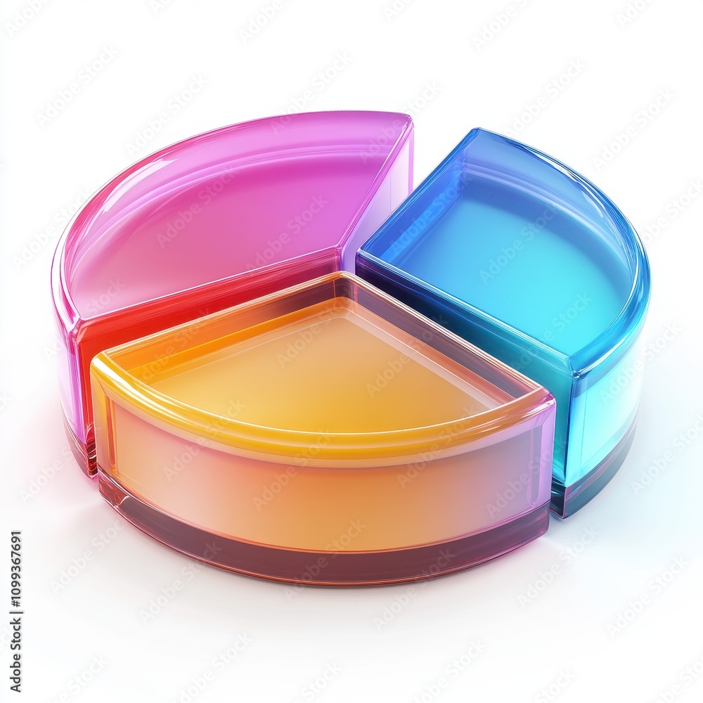 Fototapeta premium A colorful pie chart representation with three distinct sections.