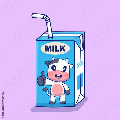 Milk design with happy cow logo. Flat design milk. World milk day.