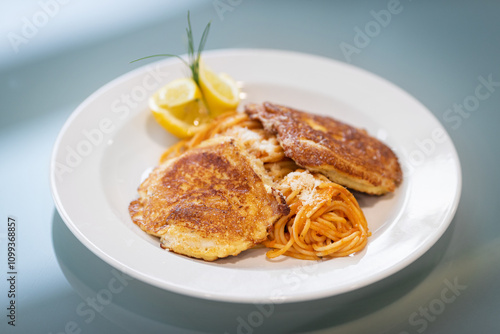 Veal piccata dish photo