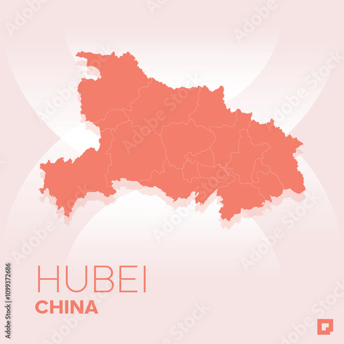 Hubei vector map, Vector map of Hubei, editable eps, AI files, Vector illustration of Hubei vector map	