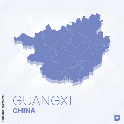 Guangxi vector map, Vector map of Guangxi, editable eps, AI files, Vector illustration of Guangxi vector map	