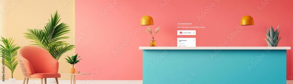 Fototapeta premium Hospitality website with room previews, virtual check-in options, and loyalty programs, hospitality UX design, welcoming flow