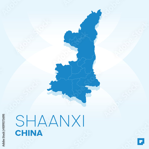 Shaanxi vector map, Vector map of Shaanxi, editable eps, AI files, Vector illustration of Shaanxi vector map	