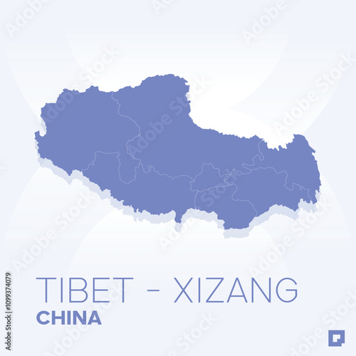 Tibet - Xizang vector map, Vector map of Tibet - Xizang, editable eps, AI files, Vector illustration of Tibet - Xizang vector map	