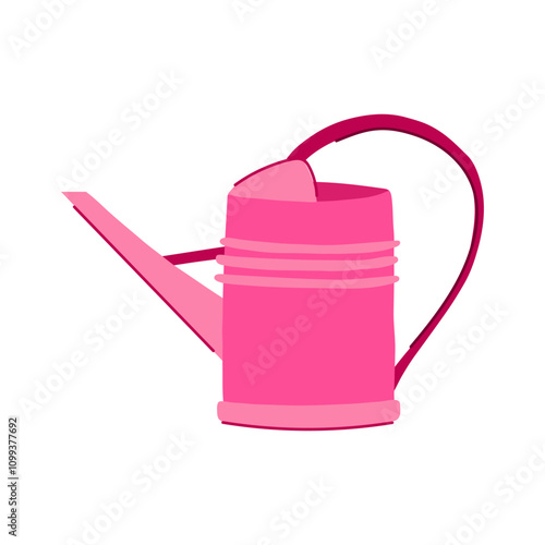 spout watering can metal cartoon. handle durable, rust resistant, flowers gardening spout watering can metal sign. isolated symbol vector illustration