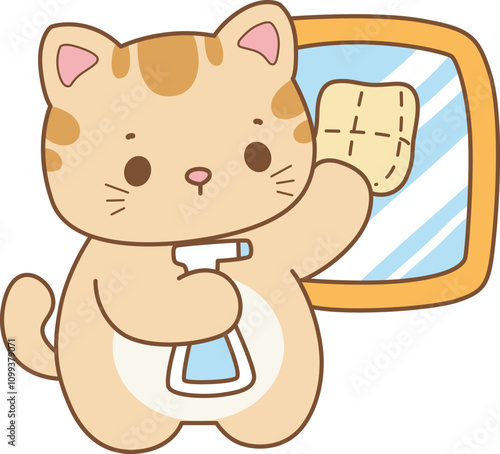 Illustration of cute kitty icon.
Funny cat in daily activities elements.
