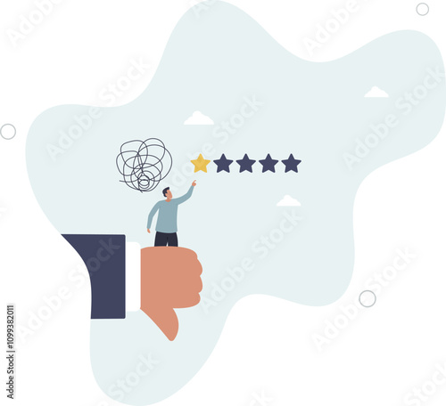 Negative feedback, bad review or one star customer feedback, terrible or poor quality user experience, low rating result or disappointment concept.flat characters.