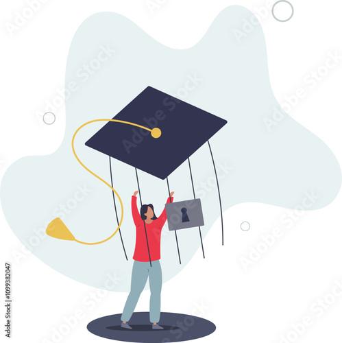 Student loan debt, money trap that graduated have to payback huge amount of money, expensive cost for education concept.flat characters.