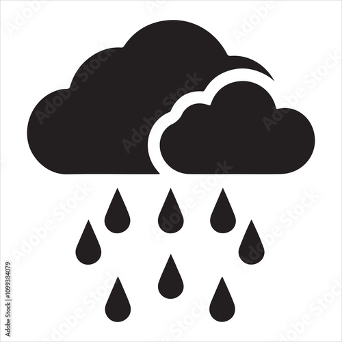 cloud rain silhouette vector art design, perfect for nature-themed projects and graphics. Ideal for both print and digital use.