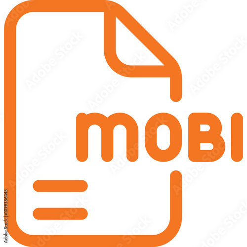 Document file format symbol indicating MOBI format used for eBooks and digital reading