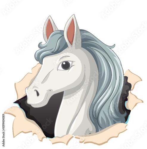 Horse Emerging from Paper Illustration