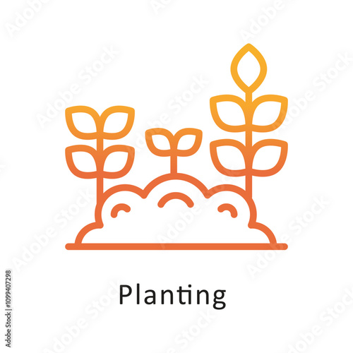 Planting Vector Gradient Circle Outline Icon . Eps 10 file