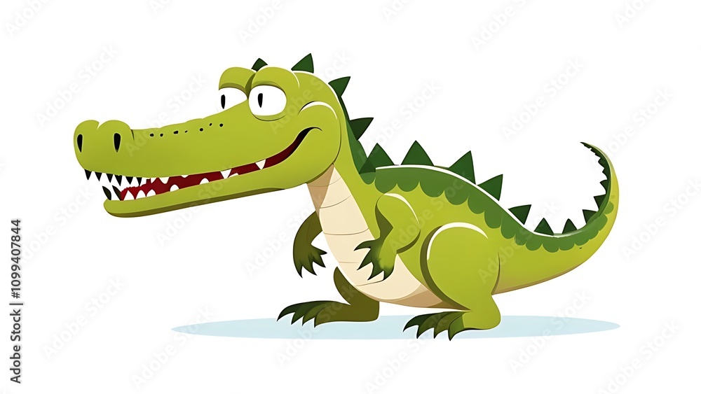 Obraz premium Humorous minimalist cartoon crocodile on a white background for fun and quirky designs