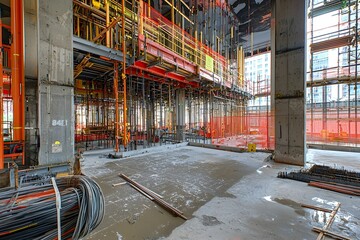 Tableau sur toile  Construction site of a modern building in an urban setting  © pavlofox
