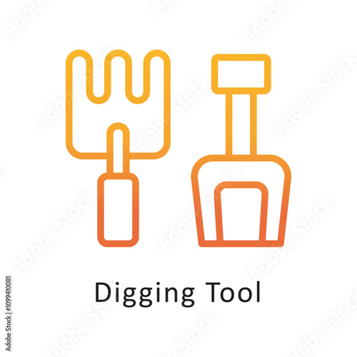 Digging Tool Vector Gradient Circle Outline Icon . Eps 10 file