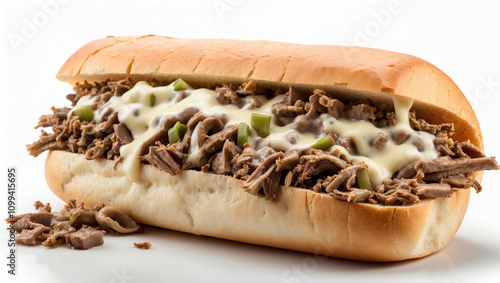 Philly Cheesesteak on White Background