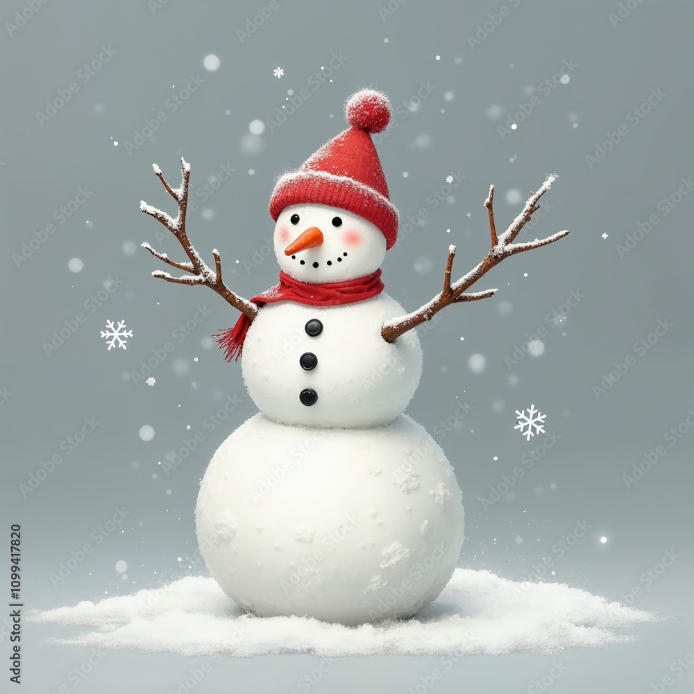 Fototapeta premium Snowman on gray background