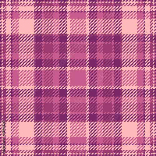 Stylish pattern texture vector, lilac tartan check background. Chic textile plaid fabric seamless in pink and light colors.