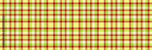 Deco check tartan seamless, mid pattern texture textile. Goose vector fabric background plaid in lime and red colors.