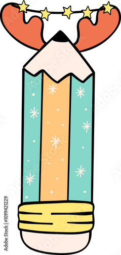 Groovy Christmas Pencil with Antles and Lights photo